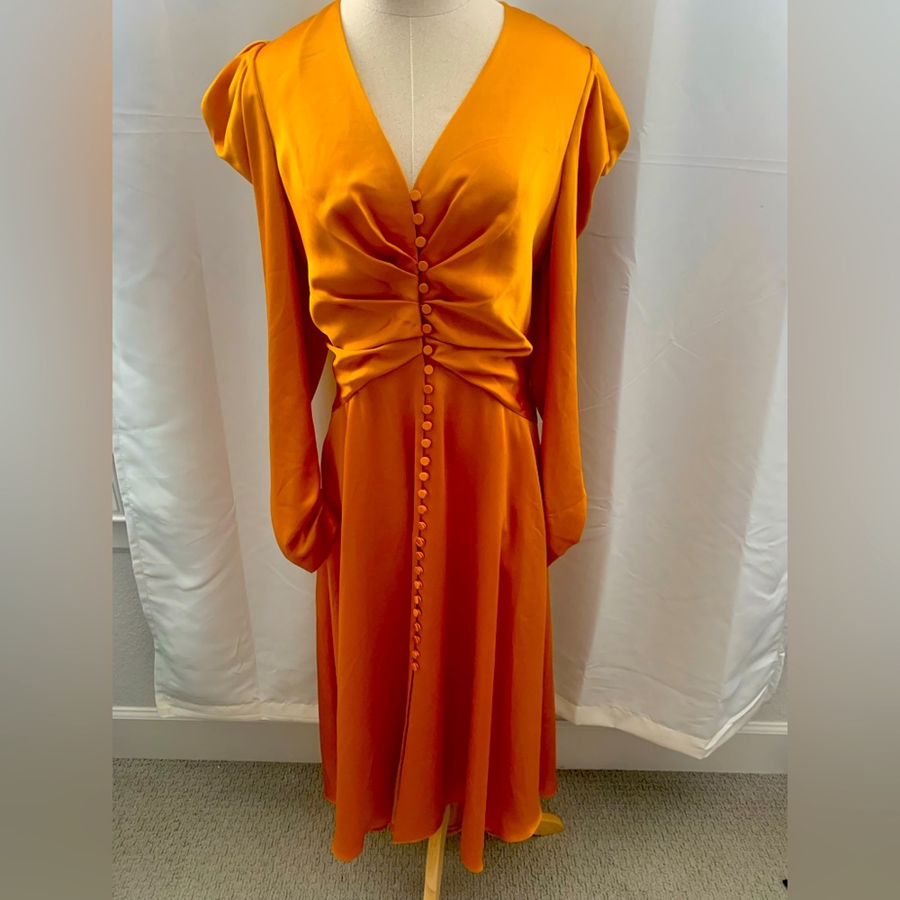 Jonathan Simkhai long sleeve mustard dress
